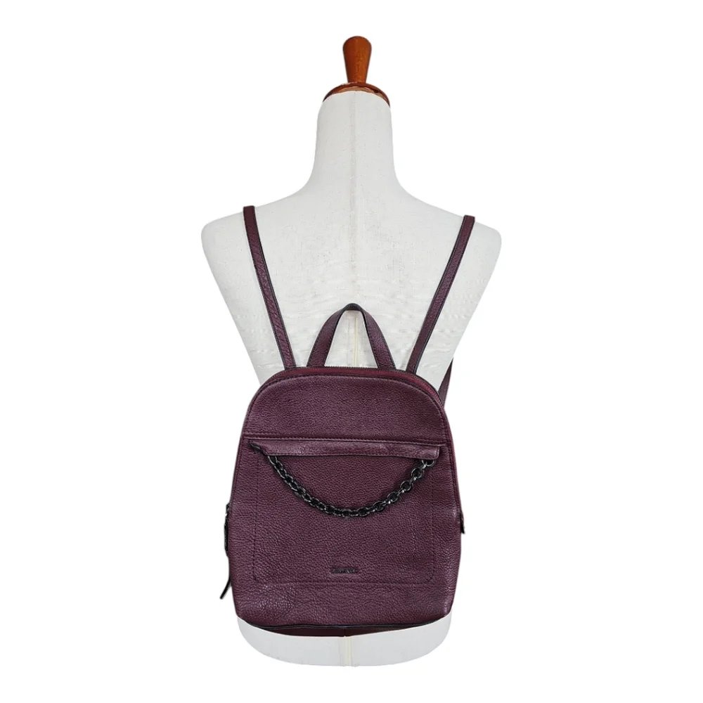 Calvin Klein Hera Lamb Leather Backpack Burgundy Chain